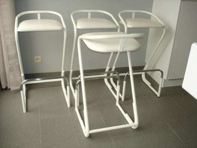 tabourets blancs, Maison & Meubles, Enlèvement, Neuf, Métal, Avec repose-pieds