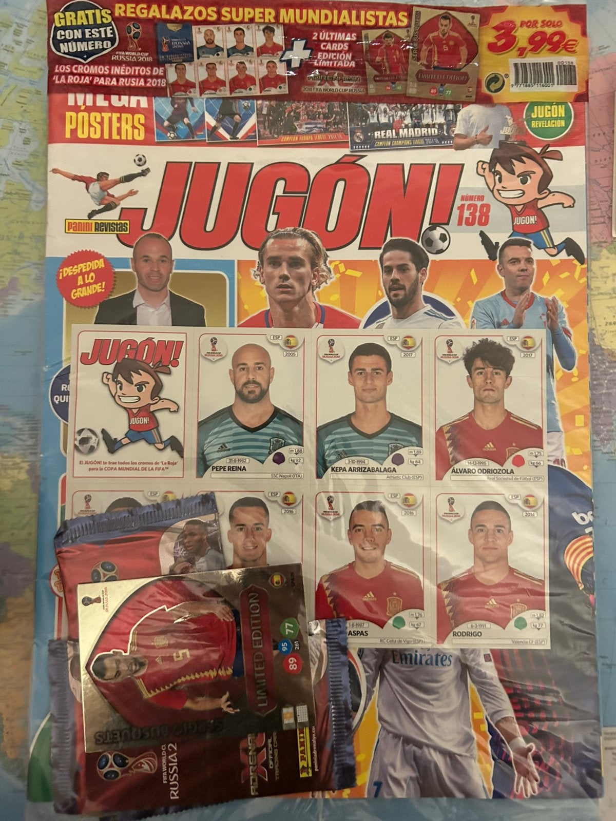 Panini Spanje ‘ Jugon Update WK 2018’, Ophalen of Verzenden, Zo goed als nieuw, Meerdere stickers