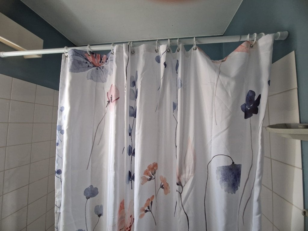 Uitschuifbare douchestang zonder boren met gordijn, Ophalen, Zo goed als nieuw, Douche