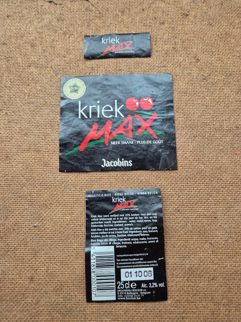 Etiquette kriek Max, Enlèvement ou Envoi, Utilisé, Autres types, Autres marques