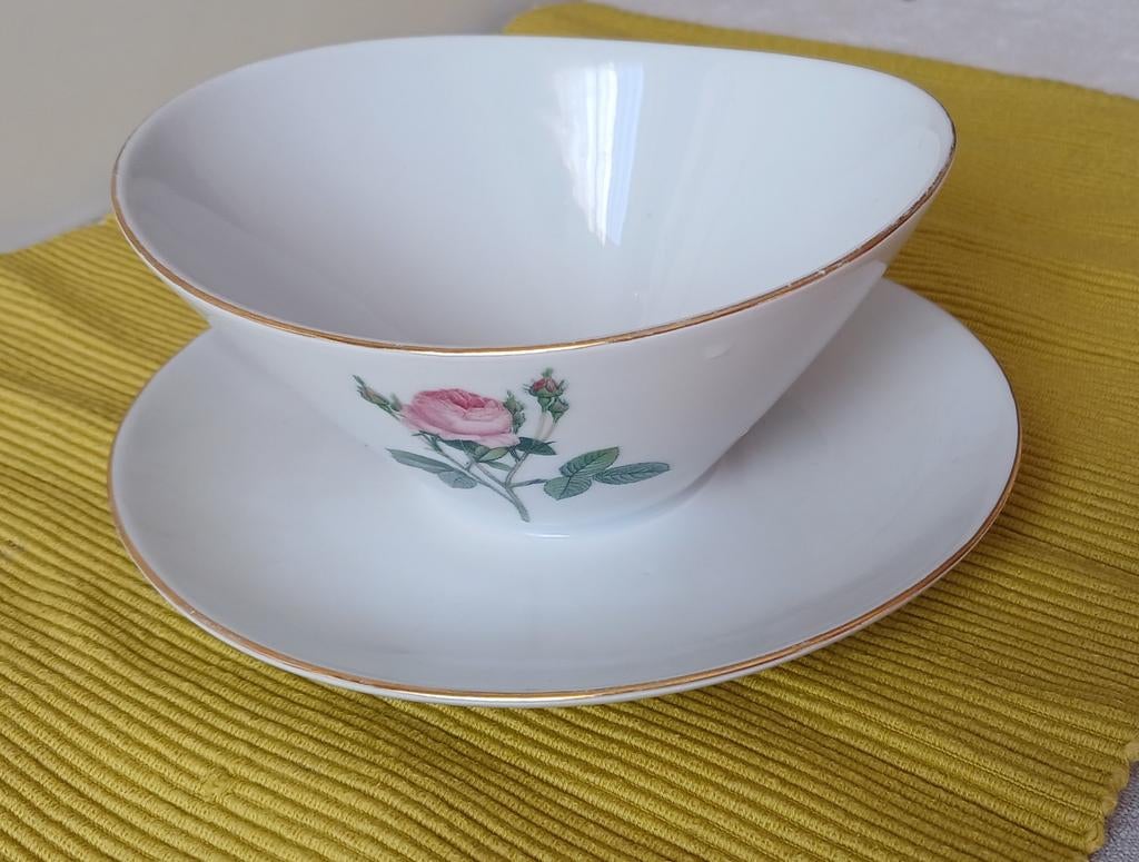 Saucier en porcelaine Bavaria avec motif rose - Vintage, Antiquités & Art, Enlèvement