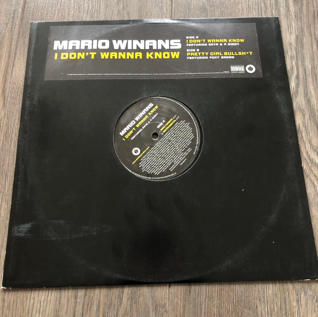 Mario Winans - I Don’t Wanna Know + Pretty Girl Bulls (vinyl, Enlèvement ou Envoi, 2000 à nos jours, Utilisé, 12 pouces