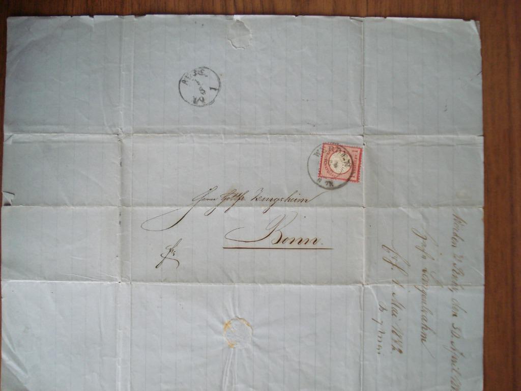 BRIEF MET DUITSE POSTZEGEL UIT 1872, Postzegels en Munten, Verzenden, Gestempeld