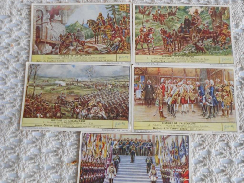 5 chromos Liebig de la série "Histoire de l'Allemagne", Enlèvement ou Envoi, Gravure, Utilisé, 1940 à 1960