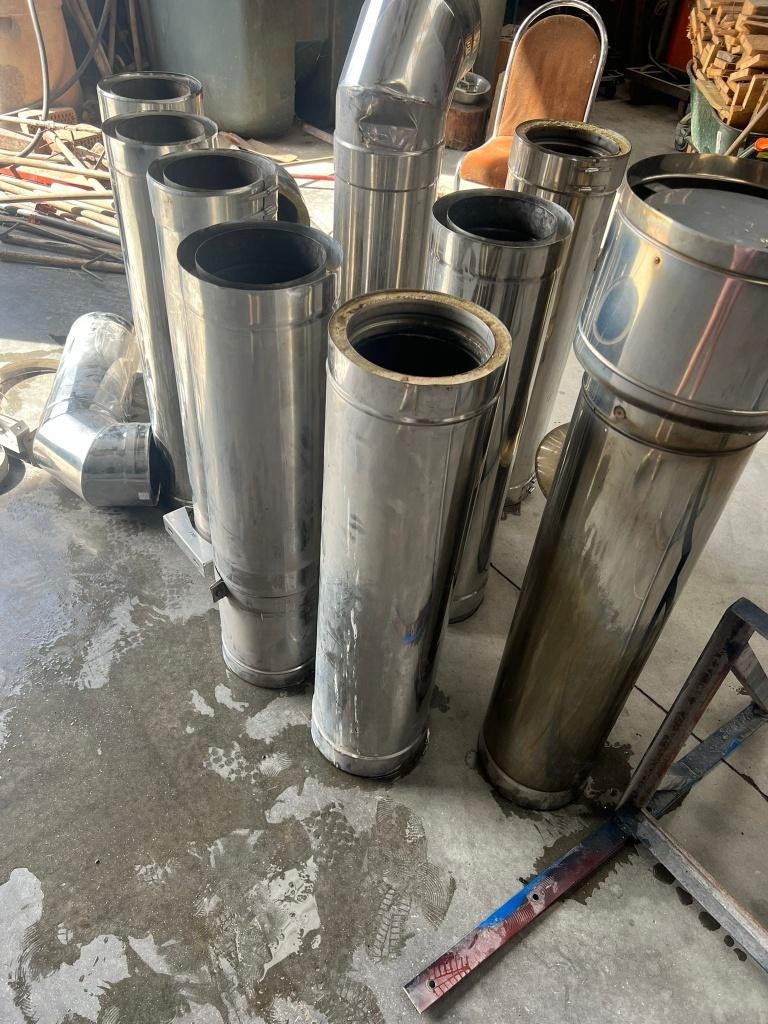 Dubbelwandige schoorsteenbuizen inox, Doe-het-zelf en Bouw, Inox, Gebruikt, 6 meter of meer, Overige typen