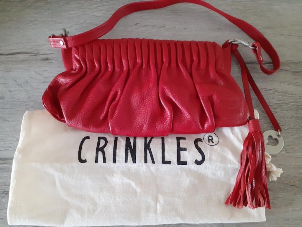 Handtas CRINKLES, rood leder, Handtassen en Accessoires, Ophalen of Verzenden, Zo goed als nieuw, Rood, Handtas