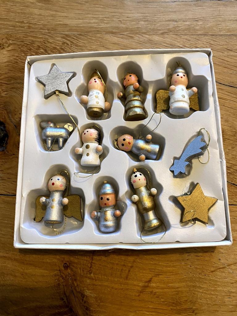 Houten figuurtjes voor kerstboom, Ophalen of Verzenden, Gebruikt