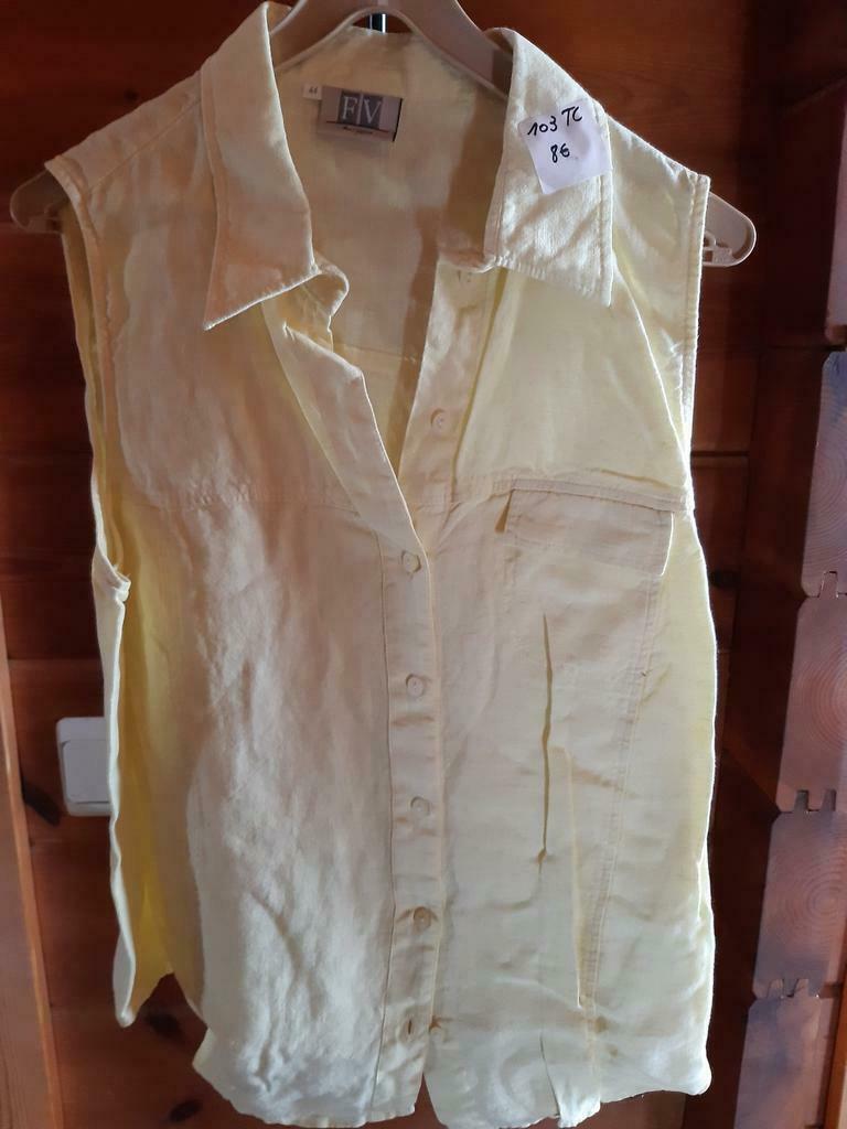 linnen bloes merk feu verte maat 42, Taille 42/44 (L), Jaune, Comme neuf, Enlèvement