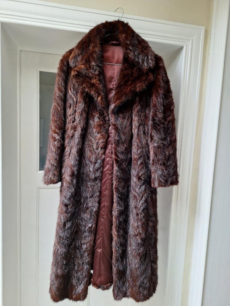 Bruine vintage bontmantel, maat S, Kleding | Dames, Ophalen, Maat 36 (S)