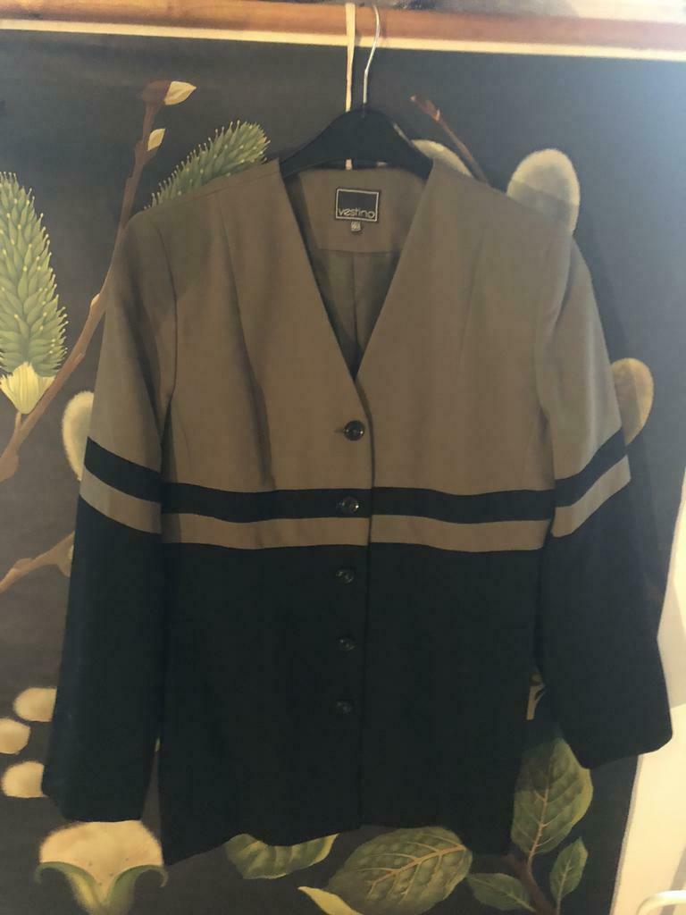 Vintage kostuumvest kaki zwart, Kleding | Dames, Zwart, Maat 42/44 (L), Ophalen of Verzenden, Zo goed als nieuw