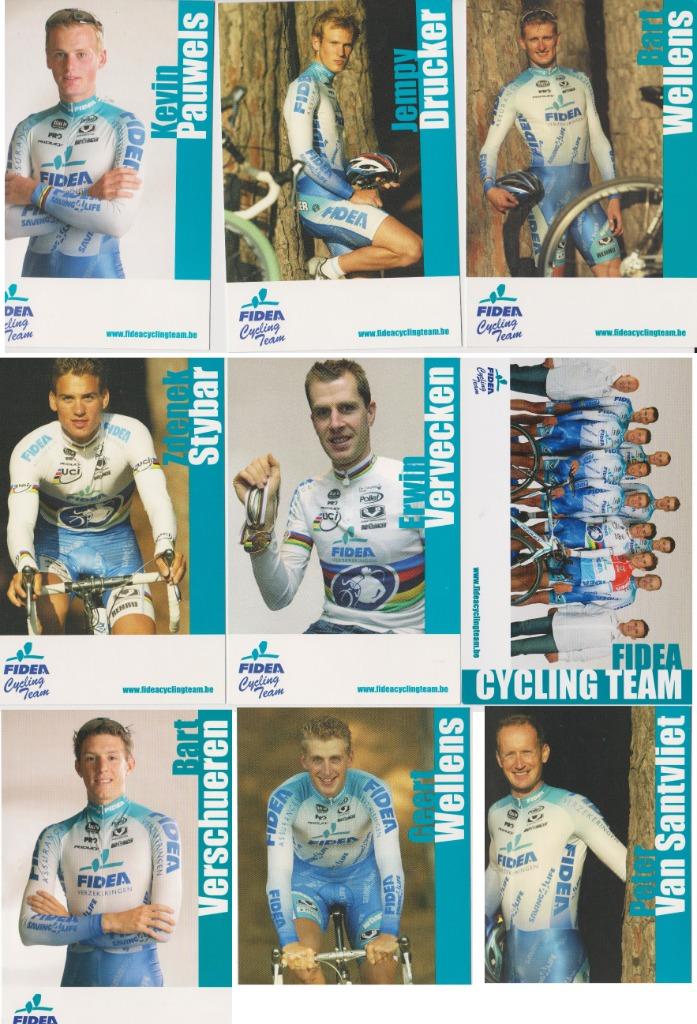 9 postkaarten van renners FIDEA CYCLING TEAM, Ophalen of Verzenden, Zo goed als nieuw