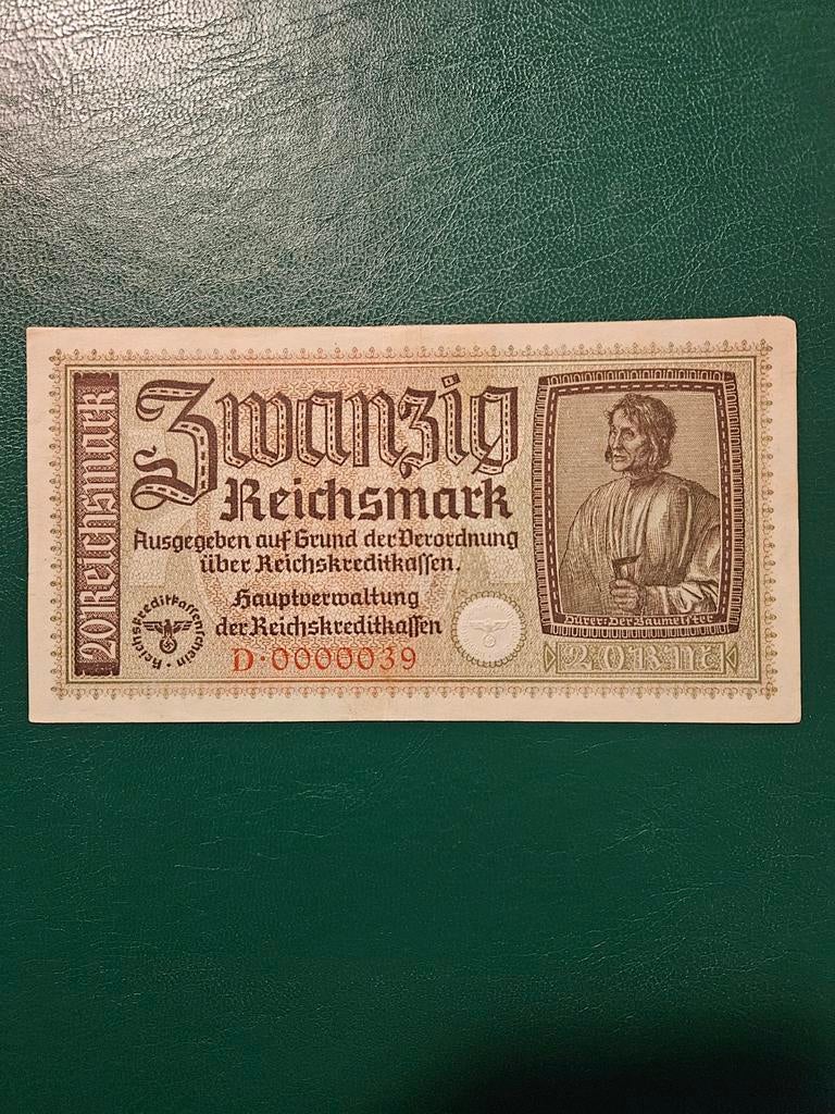 20 Reichsmark Allemagne Seconde Guerre mondiale, Enlèvement ou Envoi, Allemagne, Billets en vrac