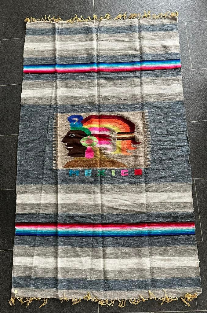 Origineel kleurrijk Mexicaans tapijt, Mexicaans, 100 tot 150 cm, Nieuw, Ophalen of Verzenden