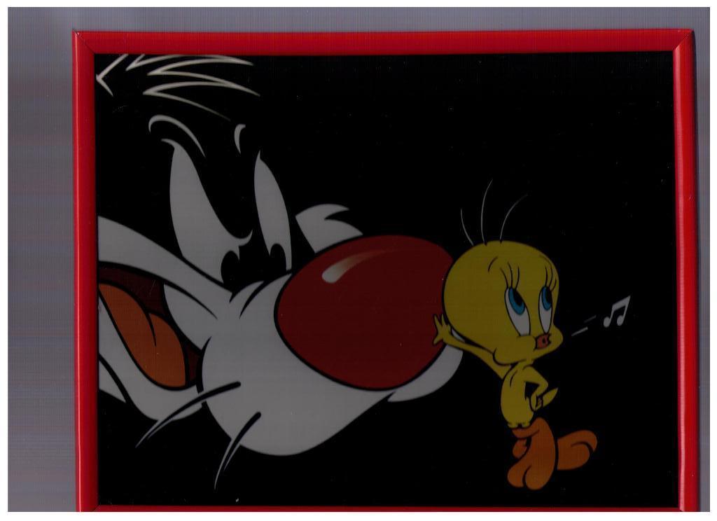 Cadre vitré TITI et GROSMINET, chambre enfant 25,5 x 20,5 cm, Moins de 50 cm, Enlèvement ou Envoi, Comme neuf, Métal ou Aluminium