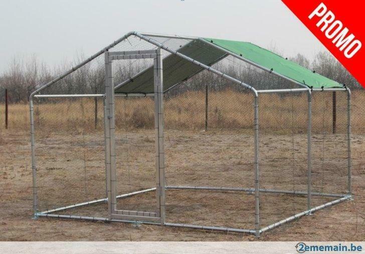 Poulailler enclos parc voliere chatiere 9m² 3x3x2,25m XXL, Verzenden, Nieuw, Kippenhok of Kippenren