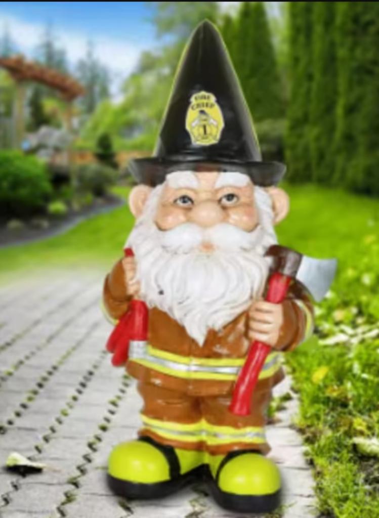 Prachtig tuinbeeld Brandweerman kabouter (15cm)