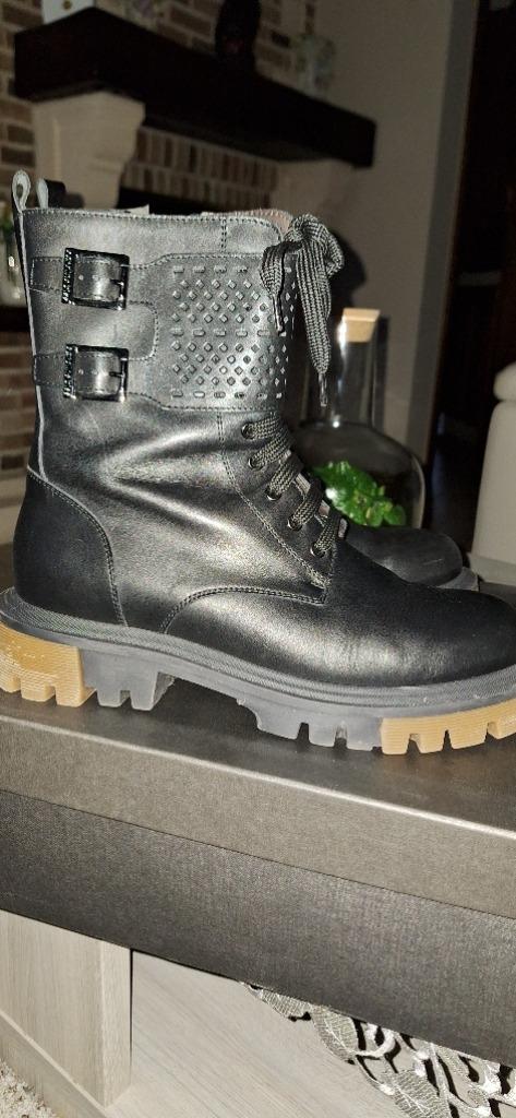 Caroline Biss zwarte boots in leer maat 40 - nieuw, Kleding | Dames, Verzenden, Zwart, Nieuw, Caroline Biss