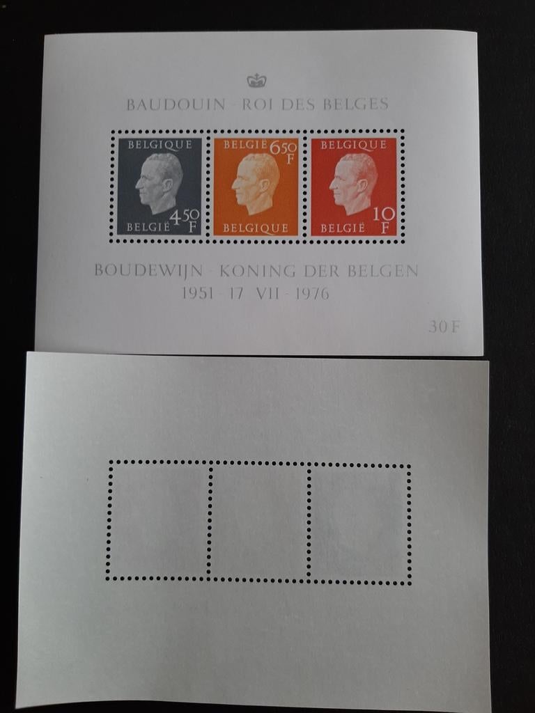 Bloc 50** 25 blocs du roi Baudouin I, Sans timbre, Neuf, Non oblitéré, Gomme originale