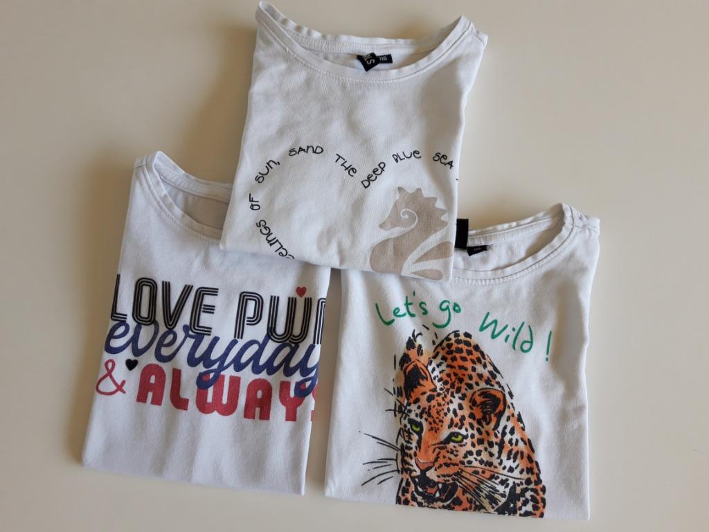 3 t-shirts (korte mouw) - Mt 116, Gebruikt, Shirt of Longsleeve, Wibra, Verzenden