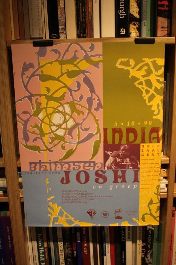 Bhimsen Joshi en groep affiche Gele zaal 1990, Verzamelen, Posters, Ophalen of Verzenden