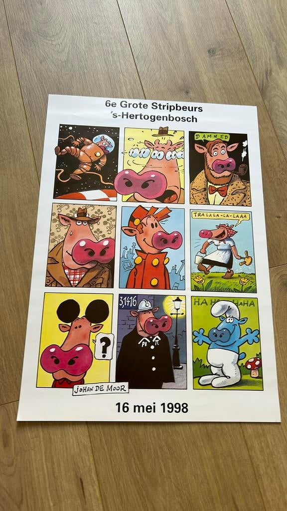 Johan De Moor affiche stripbeurs ‘s hertogenbosch 1998, Verzamelen, Ophalen of Verzenden, Kuifje, Zo goed als nieuw