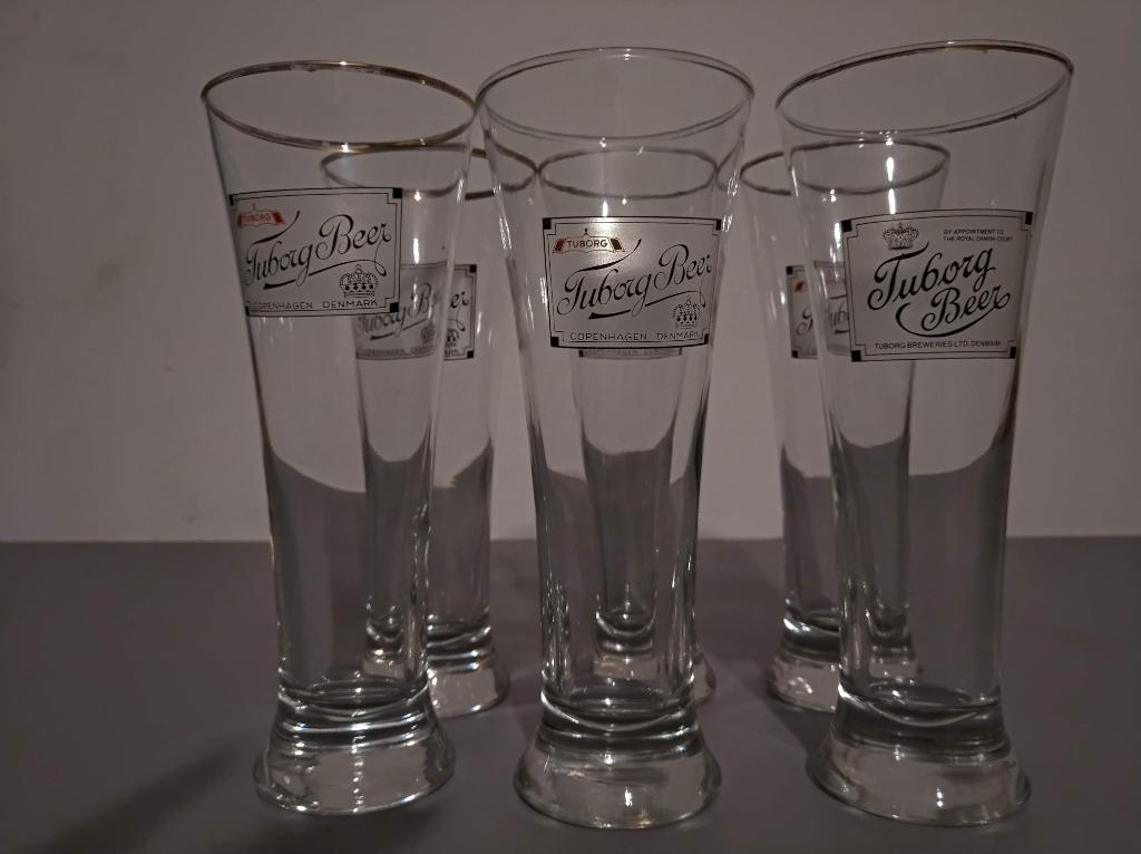 6 TUBORG GLAZEN TE KOOP, Verzamelen, Ophalen of Verzenden, Gebruikt, Bierglas