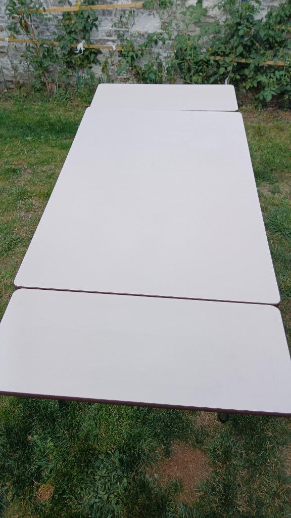 prachtige rechthoekige tafel vintage metaal formica chroom, Ophalen
