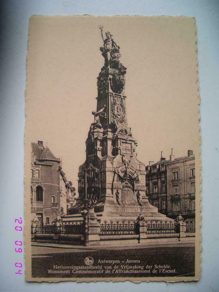 Postkaart : Antwerpen : Beeld Vrijmaking der Schelde, Verzamelen, Verzenden, 1940 tot 1960, Ongelopen, Antwerpen