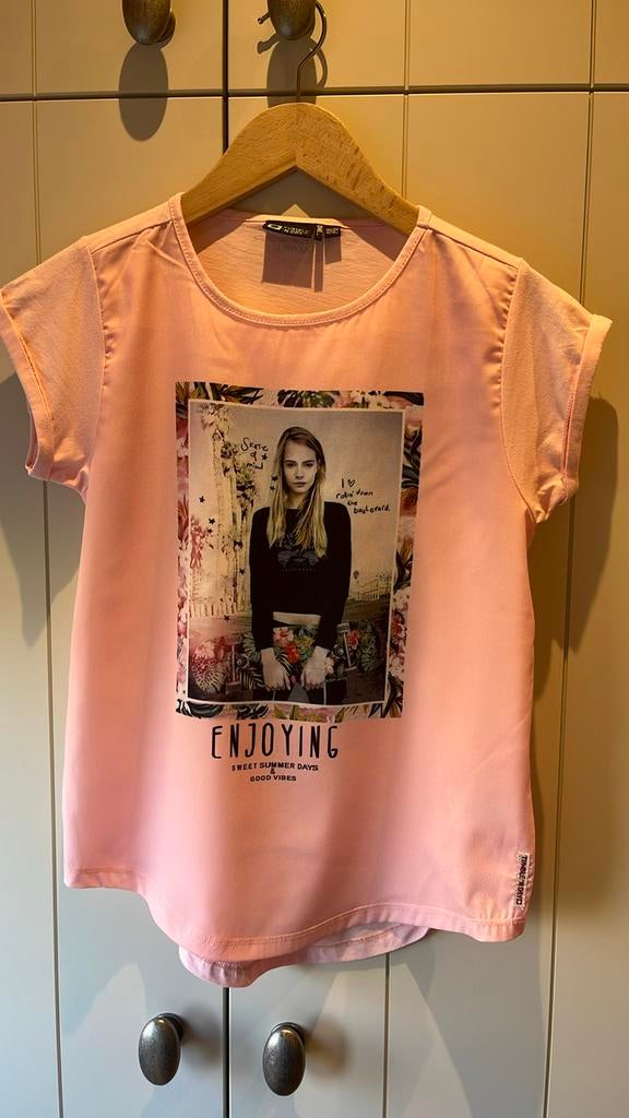 Roze t-shirt in fijne stof, Tumble n dry, Tumble n dry, Meisje, Ophalen of Verzenden, Zo goed als nieuw