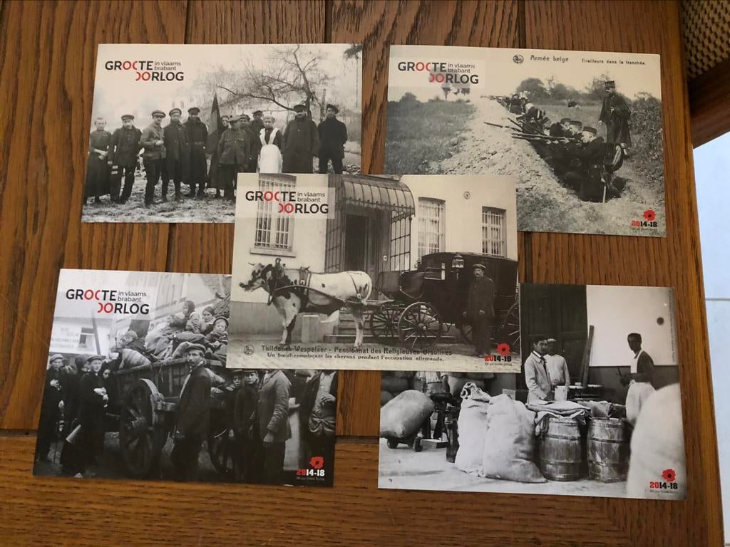 Serie 5 postkaarten GROOTE OORLOG Vlaams Brabant (port in), Verzenden