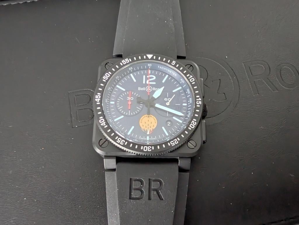 Bell&Ross 03-94 patrouille de France (500 exemplaires), Handtassen en Accessoires, Horloges | Heren, Zo goed als nieuw