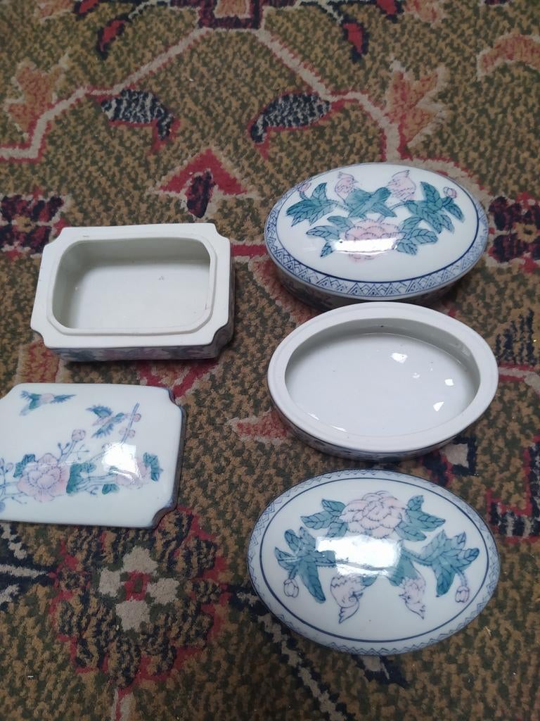 3 vintage chinese voorraad potjes, porcelijn, Ophalen of Verzenden