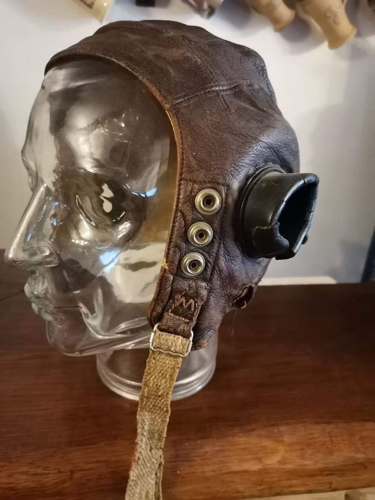 Engelse leren pilotenhelm (II WW), Verzamelen, Ophalen of Verzenden, Luchtmacht, Helm of Baret