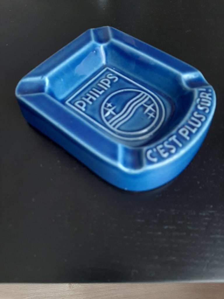 Vintage blauwe asbak van Philips, het is veiliger, Zo goed als nieuw, Asbak