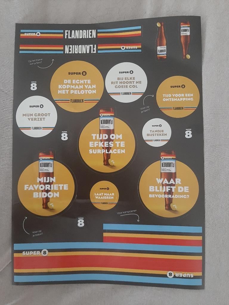 Brouwerij reclame Stickers stickerblad Flandrien Super 8, Enlèvement ou Envoi, Comme neuf, Plusieurs autocollants