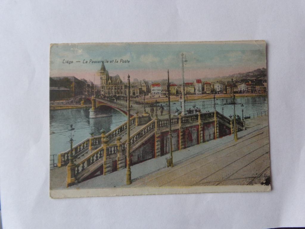 1 oude postkaart uit Luik (loopbrug en postkantoor), Ophalen, Luik