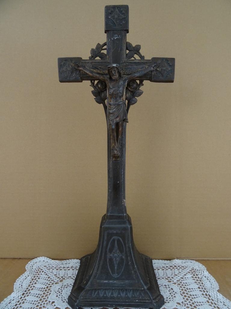 Antiek kruisbeeld antiek 47cm antiek kruis antiek zamac 1870, Antiek en Kunst, Antiek | Religieuze voorwerpen, Ophalen of Verzenden