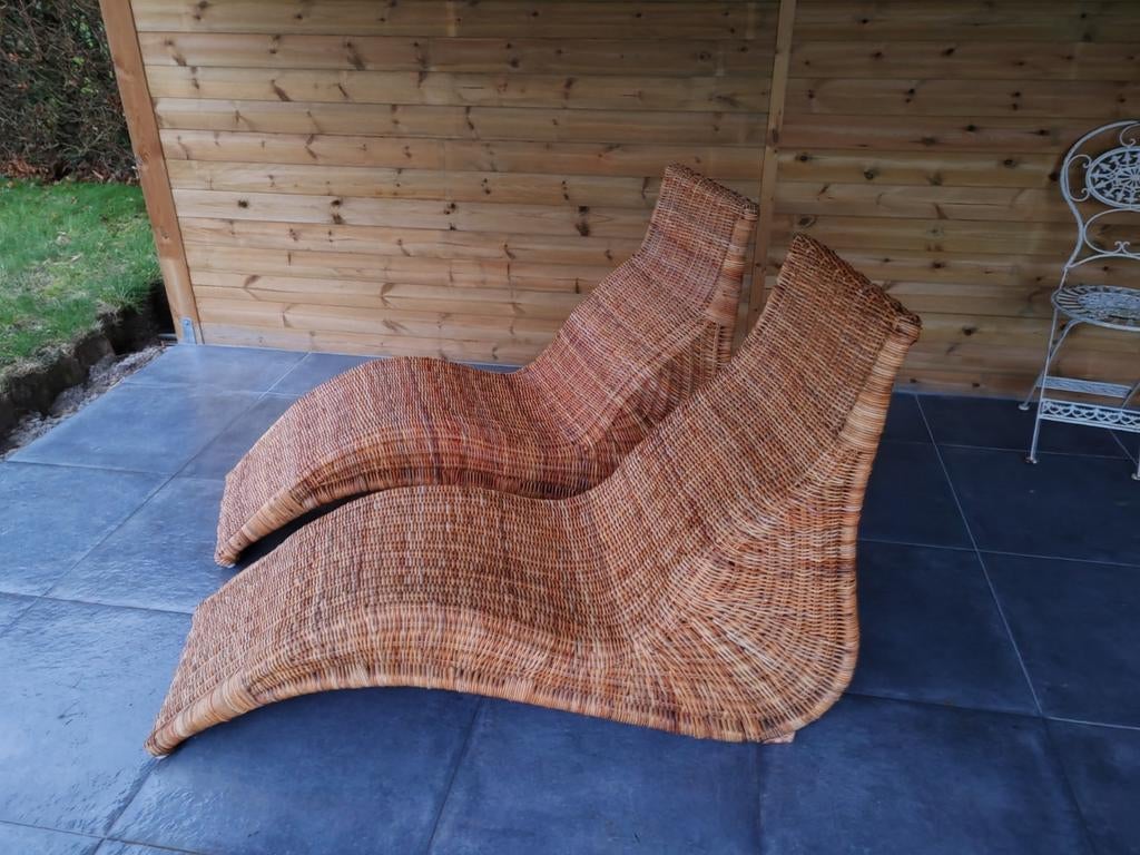 Karlskrona rotan Chaise Lounge set by Carl Öjerstam, Jardin & Terrasse, Chaises longues, Enlèvement, Comme neuf, Rotin