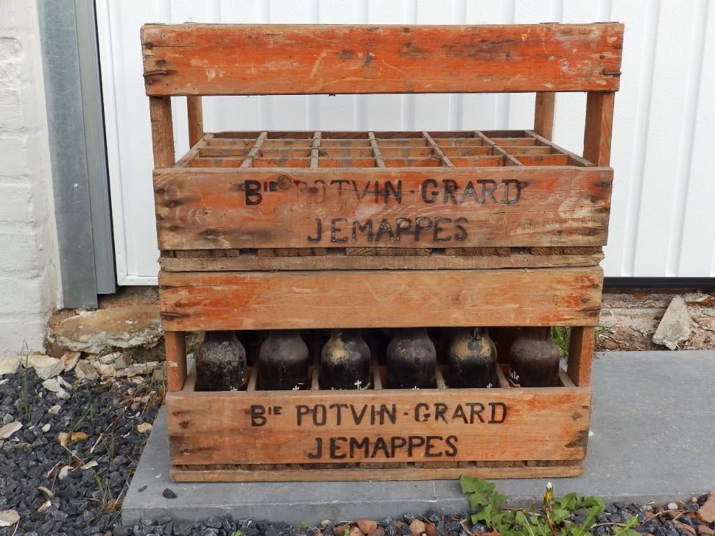 Brasserie Potvin-Grard Jemappes - Casier en bois, Collections, Enlèvement, Utilisé, Autres types, Autres marques