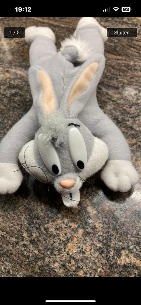 Peluche Bugs Bunny, longueur 22 cm, bel état, Enlèvement ou Envoi, Comme neuf