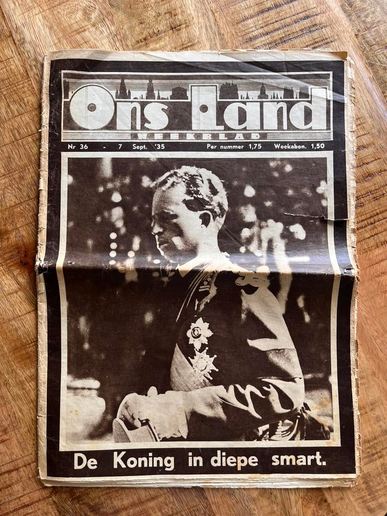 Oude krant Leopold III. September 1935. Origineel, Verzamelen, Koningshuis en Royalty, Ophalen of Verzenden, Gebruikt, Kaart, Foto of Prent