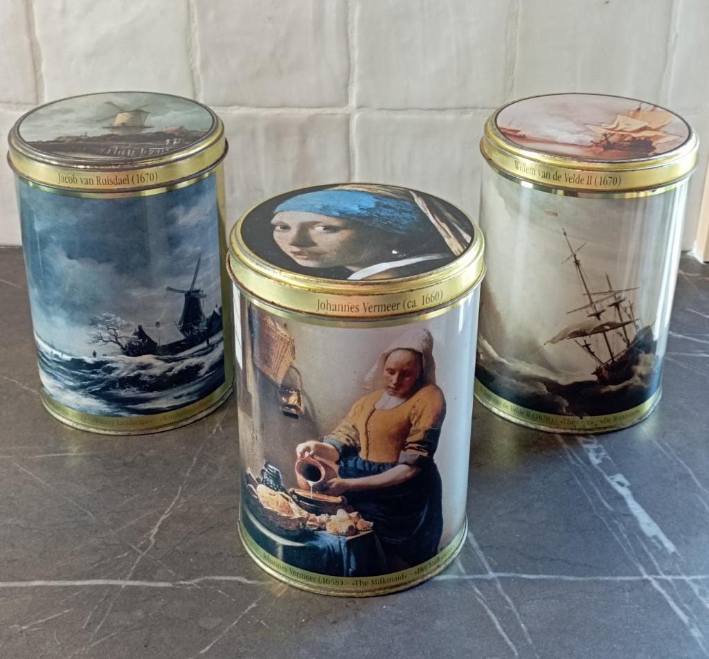 Set van 3 vintage koek blikken - Nederlandse kunstschilders, Verzamelen, Blikken, Ophalen of Verzenden, Gebruikt, Overige merken