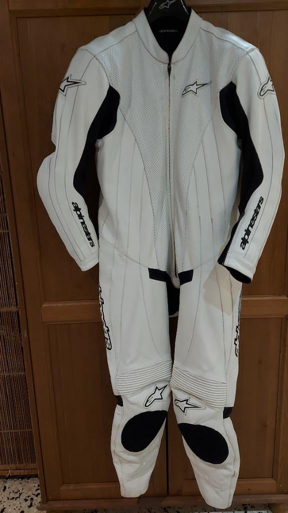 COMBI MOTO ALPINESTARS taille 54 homme 100% cuir blanc. RARE, Seconde main, Enlèvement, ALPINSTARS, Combinaison