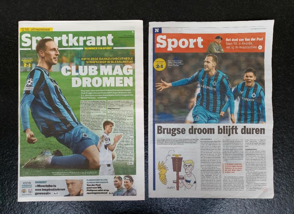Club Brugge - Atalanta - Champions League 2024-2025, Ophalen of Verzenden, Zo goed als nieuw, Krant