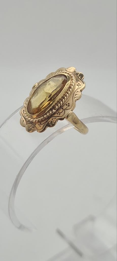 14k 585 gouden ring met Citrien, Antiek en Kunst, Verzenden, Goud