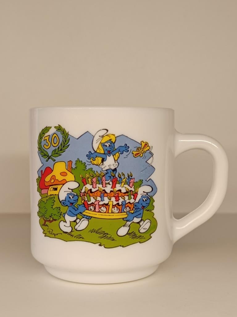 Smurfen 30 jaar  Peyo Arcopal 1988 vintage mok, Enlèvement ou Envoi