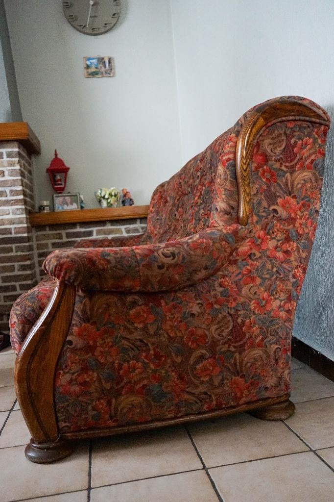 Eiken 3-zit met stoffen bekleding, Enlèvement, Utilisé, Tissus, Trois personnes