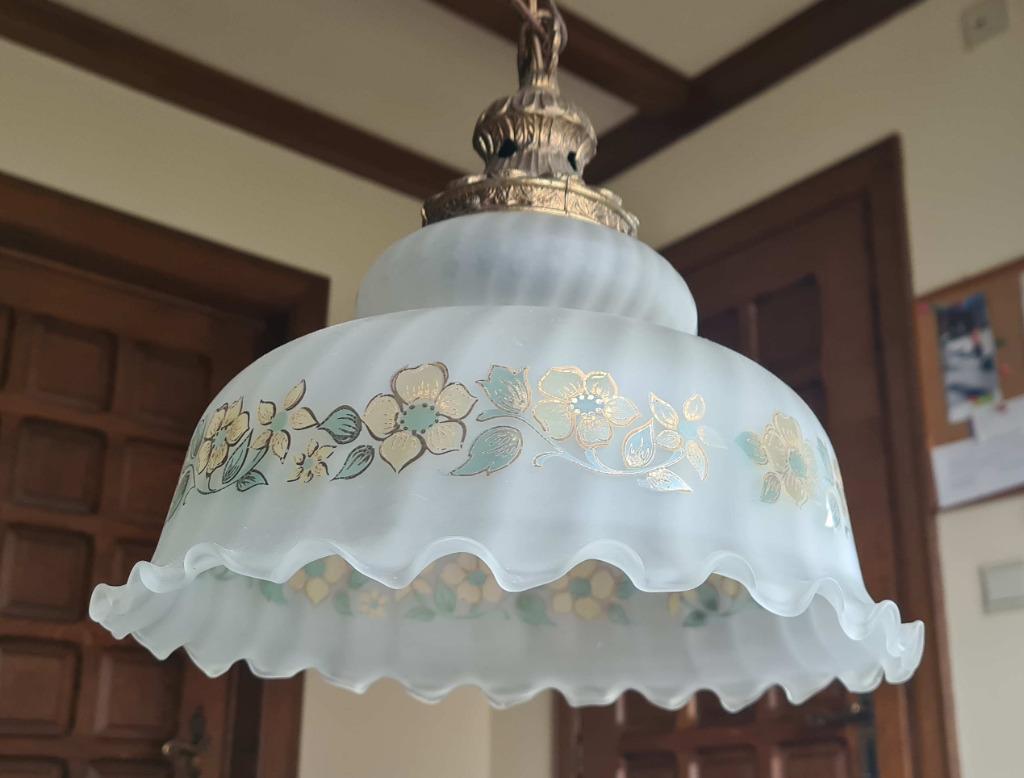 Abat-jour vintage, Maison & Meubles, Lampes | Abat-jour, Utilisé, Suspension, Rond, Blanc, Enlèvement ou Envoi