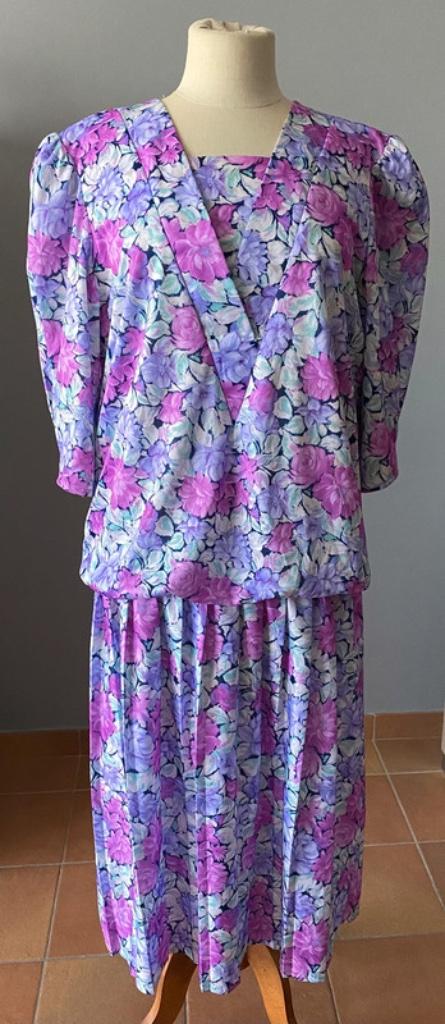 Kleurrijke vintage jurk met bloemenprint maat 40, Maat 38/40 (M), Verzenden, Vintage, Gedragen