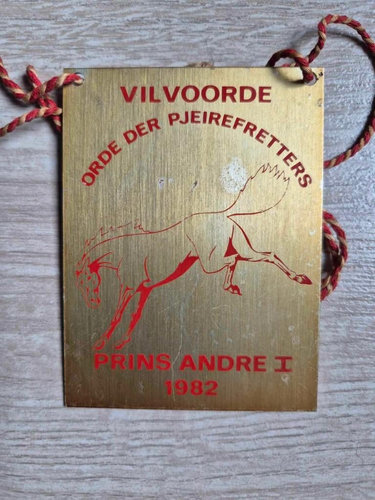 Carnaval medaille Vilvoorde Prins André 1982, Postzegels en Munten, Penningen en Medailles, Ophalen of Verzenden